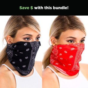 NEW Set of Face Masks/Gaiters - One Black, One Red